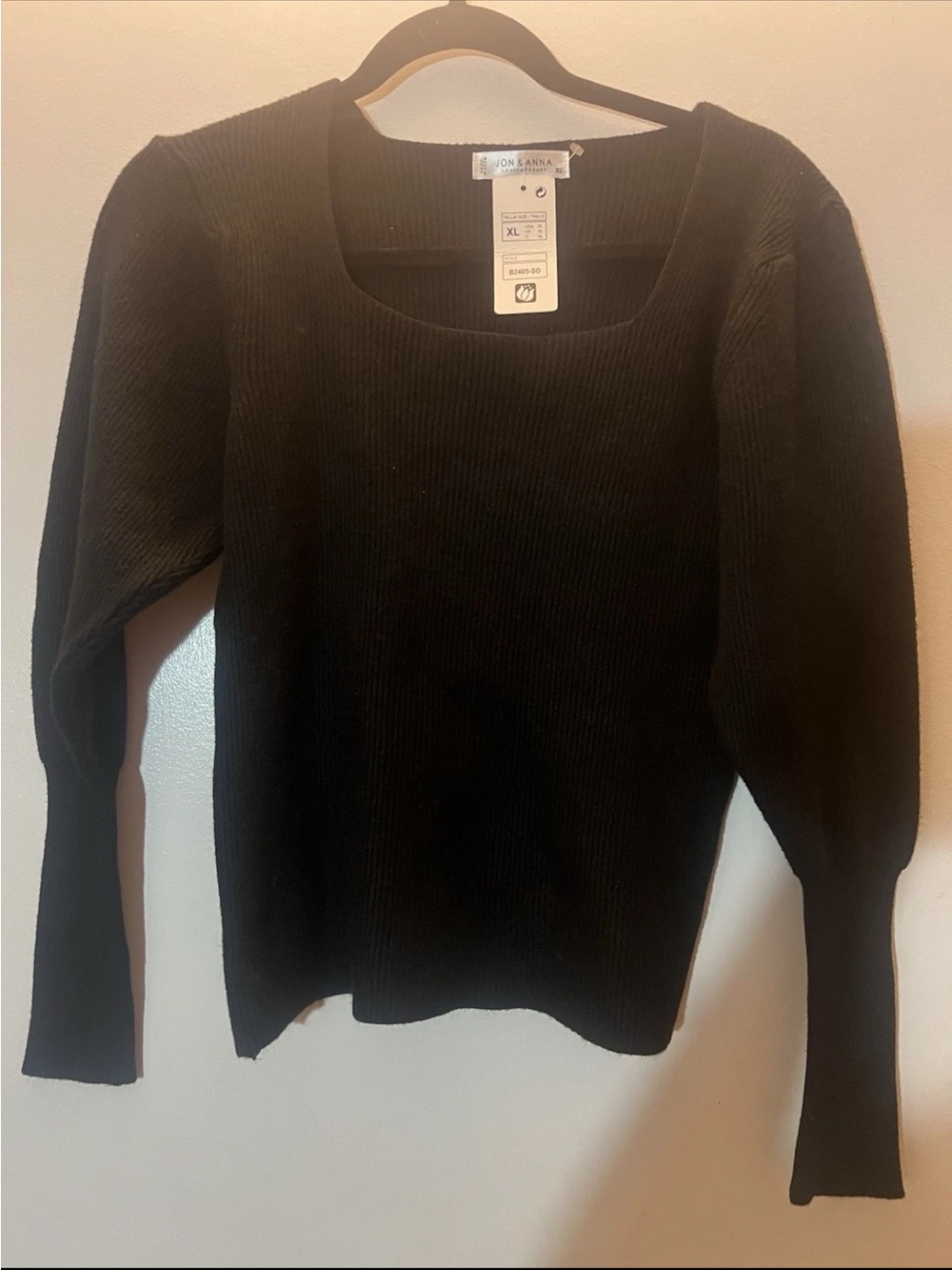 Jon & Anna Black Longsleeve Knit Top Size XL NWT